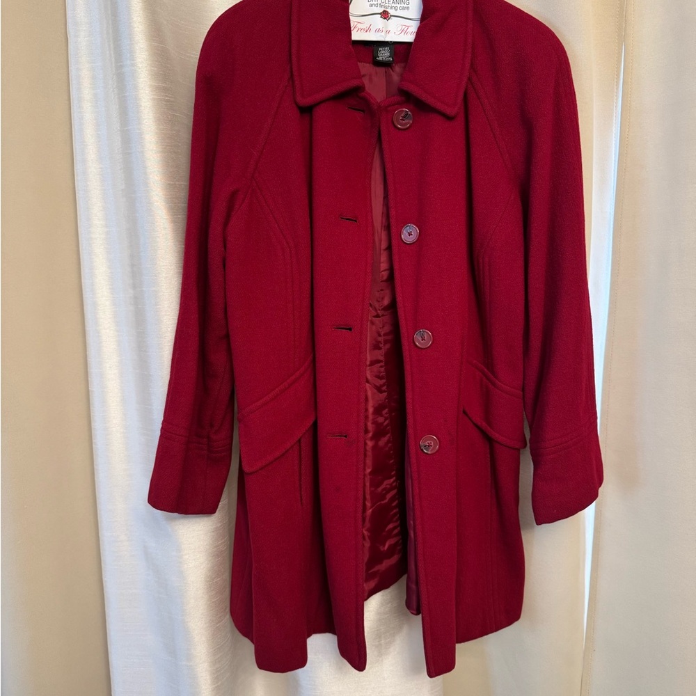 East 5th Burgundy Wool Pea Coat with Button Front